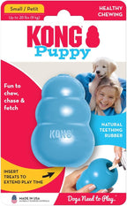 KONG Puppy - Natural Teething Rubber Chew Toy for Dogs - Stuffable Dog Toy for Extended Playtime - Chew & Fetch Toy for Puppies - for Small Puppies - Blue