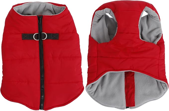 Geyecete Dog Bulldog Clothes Dog Cotton Padded Coat Thick Winter Warm Vest Waistcoat Cold Weather Jacket Clothing for French Bulldog Coat-Red-S