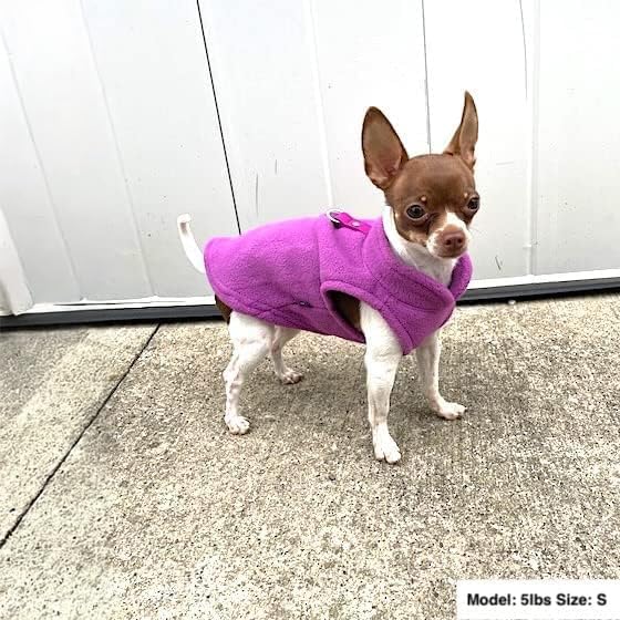 JACKO & CO - Fleece Vest Dog Sweater with Leash Ring - Soft, Warm & Lightweight Pullover Coat for Small & Medium Dogs, Puppies & Cats - Cozy Fall/Winter/Spring Pet Jacket (Purple, X-Small 2-4lbs)
