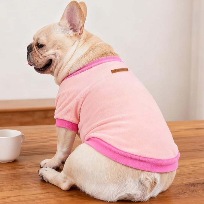 GreenJoy Classic Fleece Dog Sweater – Soft & Warm Stretchy Sweatshirt for Small Dogs & Cats, Cold-Weather Pullover for Everyday Wear (Light Pink, Large/X-Large)
