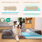 Comfort Expression Orthopedic Dog Bed for Large Dogs 36x27 Inch, Waterproof Supportive Memory Foam Large Pet Bed with Removable Bolsters, Dog Couch with Washable Cover & Non-Slip Bottom, Silver Grey
