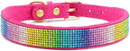 Serijoars Small Dog Collar with Rhinestone Crystal Diamond Colorful Bling Girl Puppy Cat Collars (XS, Hot Pink2)