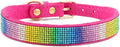 Serijoars Small Dog Collar with Rhinestone Crystal Diamond Colorful Bling Girl Puppy Cat Collars (S, Hot Pink2)