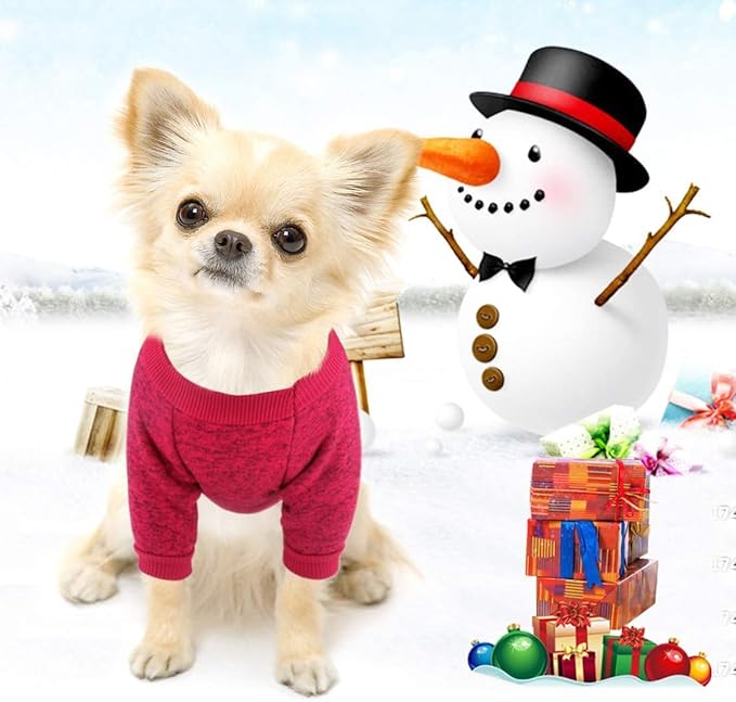 Idepet Pet Dog Classic Knitwear Sweater, Soft Fleece Coat for Small,Medium Dogs,Warm Pet Dog Cat Clothes,Soft Puppy Customes (XXL, WineRed)