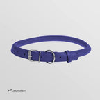 CollarDirect Rolled Leather Dog Collar, Soft Padded Round Puppy Collar, Handmade Genuine Leather Collar Dog Small Large Cat Collars 13 Colors (13-16 Inch, Purple Textured)