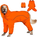 Dog Raincoat, Waterproof Dog Rain Jacket with Removable Hood，Adjustable 4 Legs Pet Poncho with Leash Hole，Reflective Stripe Hooded Snowproof Windproof Clothes for Small to 3X-Large Dogs, M