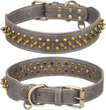 Spiked Dog Collar Soft Pu Leather Mushrooms Rivet Spike Studded Puppy Adjustable Pet Collars for Small Breeds (XS, Grey2)