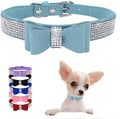 Serijoars Small Dog Collar with Rhinestone Crystal Diamond Colorful Bling Girl Puppy Cat Collars (M, Light Blue1)