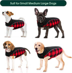 Kuoser Dog Winter Coat, Reversible Waterproof Dog Jacket with Reflective Strip, Warm Dogs Fleece Vest Adjustable Doggy Cold Weather Clothes Plaid Christmas Outfit Pet Apparel for Small Dogs, Red XS