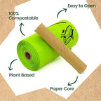Ley's Compostable Dog Poop Bags, Plant-Based Biodegradable Doggie Waste Bags with Easy Tie Handles, Unscented, Vegetable-Based, Dog Bags Refill Rolls