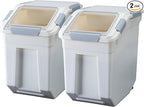 HANAMYA 25 Liter / 40 lbs Rice Storage Container with Measuring Cup, BPA free, For Rice | Grain | Pet Food | Flour, 2 count, White