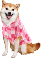 KAMA BRIDAL Dog Spring Autumn Winter Coat Pullover Fleece Vest for Cats & Small/Medium Dogs - Thin Sweater, Pink & White Plaid (L)