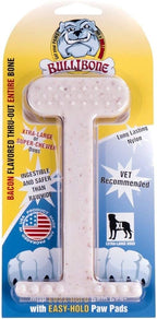 Bullibone Nylon Dog Chew Toy Nylon Bone - Improves Dental Hygiene, Easy to Grip Bottom, and Permeated with Flavor (Bacon, XL - Single)