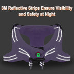 BARKBAY Dog Harness, Reflective Adjustable Puppy No Pull Harness, Breathable Soft for Small and Medium Dogs, Violet Purple, XXS
