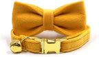 Personalized Cat Collar with Bells,Velvet Customized Small Cat Collar with Name Tag,Pet Collar with Name Phone Number Engraved ID Tags for Boy and Girl Kitten Cats (Turmeric)