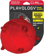 Playology Dog Toys | Puppy Toy Plush Sensory Ball for Dogs and Puppies for Dogs and Puppies | Jumbo Beef Scented Toy - Easy to Clean and Made from Non Toxic Materials