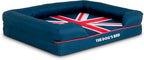 Replacement Outer Cover for The Dog's Bed Orthopedic Memory Foam Dog Bed. Washable Oxford Fabric, Medium (Blue with Red Piping UK Flag Embroidery & Centre Flag)