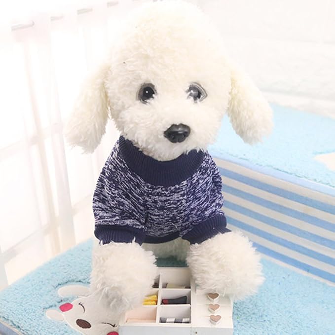 Idepet Pet Dog Classic Knitwear Sweater,Fleece Coat for Small,Medium Dog,Warm Pet Dog Cat Clothes,Soft Puppy Customes 2 Color (XL, Navy)