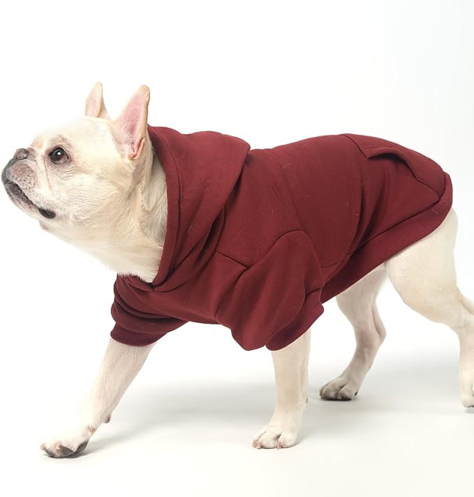 KOOLTAIL Basic Dog Hoodie - Soft and Warm Dog Hoodie Sweater with Leash Hole and Pocket, Dog Winter Coat, Cold Weather Clothes Sweatshirt for Small Medium Large Dogs Puppy Cat Boys Girls Deep Red XL