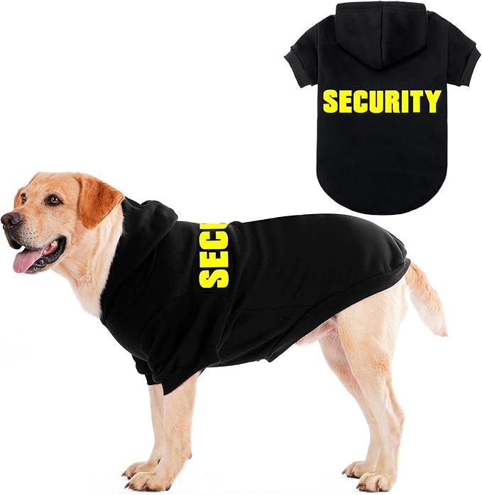 EXPAWLORER Security Dog Hoodie Puppy Sweater - Dog Sweatshirt Soft Fleece Lined Pet Clothes, Cold Weather Hooded Jacket Coat Keep Warm for Small Medium Large Dogs, Large