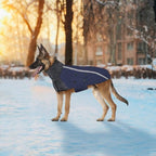 SlowTon Winter Dog Coat, Warm Polar Fleece Lining Doggie Outdoor Jacket with Turtleneck Scarf Reflective Stripe Adjustable Waterproof Windproof Puppy Vest Soft Pet Outfits (XL,Dark Blue)
