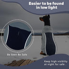 IECOii Dog Fleece Sweater for Medium Dogs, Dog Pullover Sweatshirt with Leash Hole & Reflective Stripes, Stretchable & Cozy Dogs Hoodie Windproof Hooded Sweaters for Fall Winter Walks, Blue, L