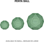 Dog Friendly Co. Penta Ball | Dog Treat Ball | Durable Treat Dispensing Toy | Heavy-Duty Silicone | Mentally & Physically Stimulating Play for All Breeds | Dark Green | Medium