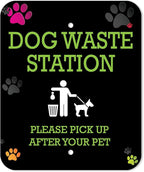 Dispense-Art™ Collection Colorful Paws - Custom UV Printed Design on Rust-Proof Aluminum Starter Dog Waste Station/roll Bag System - Includes 400 Dog Waste Bags & 10x12 Sign