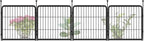 FXW Garden Fence Outdoor for The Yard – 24in(H) x 7.6ft(L) Heavy Duty Metal Animal Barrier for Dog and Rabbit, Decorative Dog Fence, 4 Panels, Black