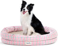 Orthopedic Dog Bed for Large Dogs, Pet Sofa Bed with Egg Crate Foam, 4-Sided Bolster, Removable Washable Cover & Anti-Slip Bottom, Large Pink Plaid