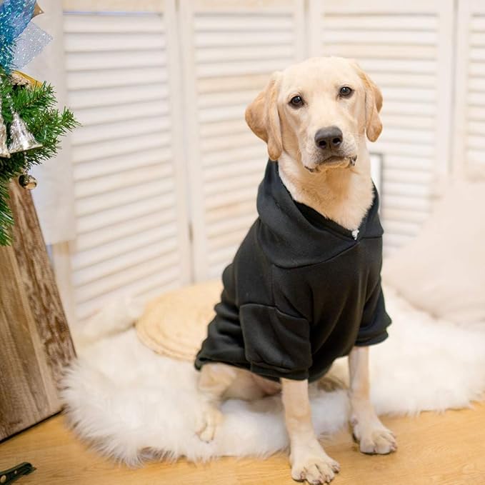 KOOLTAIL Basic Dog Hoodie - Soft and Warm Dog Hoodie Sweater with Leash Hole and Pocket, Dog Winter Coat, Cold Weather Clothes Sweatshirt for Small Medium Large Dogs Puppy Cat Boys Girls Black XXL
