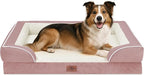 Comfort Expression Orthopedic Dog Bed for Large Dogs 38x25 Inch, Waterproof Supportive Egg Crate Foam Large Pet Bed with Removable Bolsters, Dog Couch with Washable Cover & Non-Slip Bottom, Pink