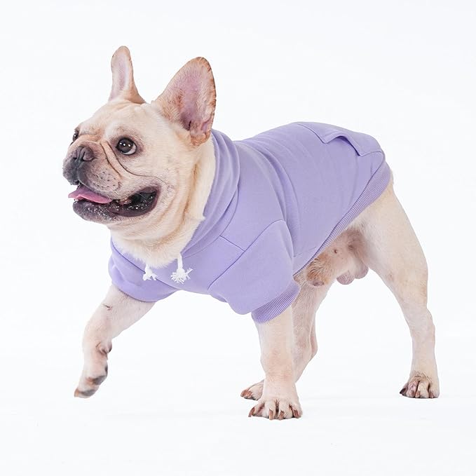 KOOLTAIL Basic Dog Hoodie - Soft & Warm Dog Hoodie Sweater with Leash Hole and Pocket, Pet Winter Coat, Cold Weather Clothes Sweatshirt for Small Medium Large Dogs Puppy Cat Boys Girls Lavender XL/XXL