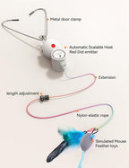 FEELNEEDY Laser Cat Toys for Indoor Cats, Interactive Cat Toy LED Light Hanging, Cats Wand Toy Feather, Feather & Mouse for Bored Adult Kitten Exercise, White