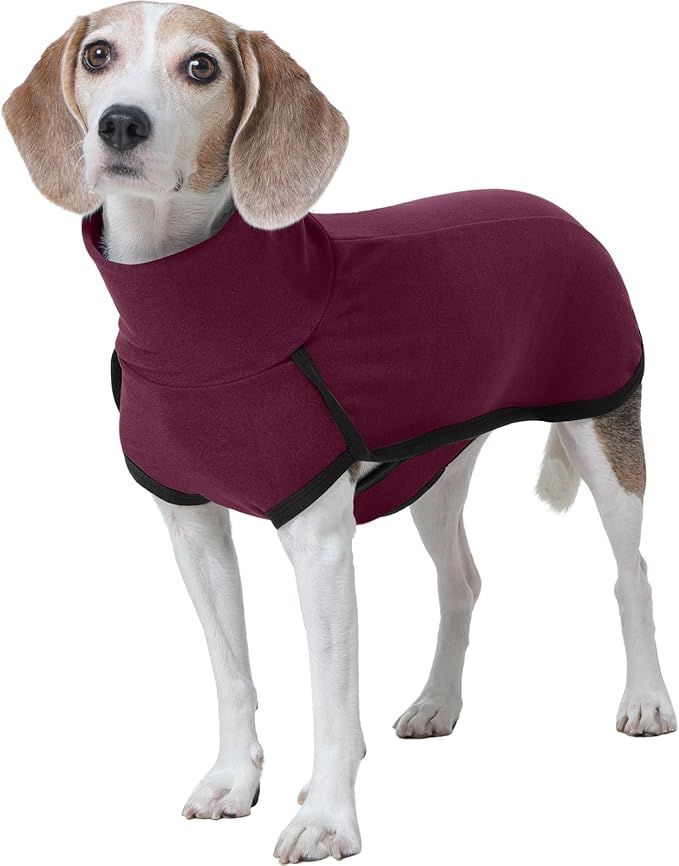 ROZKITCH Dog Winter Coat Soft Pullover Pajamas, Pet Windproof Warm Cold Weather Jacket Vest Cozy Jumpsuit Apparel Outfit Clothes for Walking Hiking Travel Sleep Red 2XS