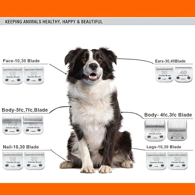 3PCS 30 Blades Dog Grooming Clipper Blades Compatible with Andis Pet Clipper/Oster A5/Wahl KM Series Dog Clipper,Ceramic Blade & Stainless Steel Blade