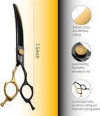 Curved Chunkers Shears Dog Grooming 7.5 in Black & Gold Two Color Professional Curved Thinning Shears for Dog Grooming 35 Teeth Japan 440C 62HRC