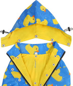 HDE Dog Raincoat Poncho Double Layer Zip Rain Jacket with Removable Hood, Leash Hole for Small to 3XL Dogs and Puppies Ducks Blue - S