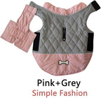 Reversible Dog Coats for Medium Dogs Waterproof Warm Dog Jacket for Cold Winter,Pink and Grey L