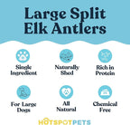 Split Elk Antlers for Dogs - 4-10 Inch Long Dog Chews (1LB Bag) Naturally Shed Antler Bone for Large Breed Aggressive Chewers - Made in USA No Chemicals (1 Pound - 5-6 Pieces, Sizes May Vary)