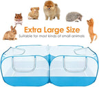 Lukovee Small Animals Playpen, Chicken Pen with Escape-Proof Detachable Bottom & 4 Zipper Doors, Breathable Foldable Portable Large Chicken Run Coop for Puppy Duck Kitten Rabbits Outdoor Yard (Blue)