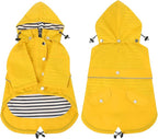 HDE Dog Raincoat Poncho Double Layer Zip Rain Jacket with Removable Hood, Leash Hole for Small to 3XL Dogs and Puppies Yellow - 2XL