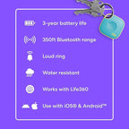 Tile by Life360 Mate - Bluetooth Tracker, Keys Finder and Item Locator for Keys, Bags and More. Phone Finder. Both iOS and Android Compatible. 4-Pack (Colors)
