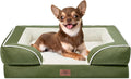 Comfort Expression Orthopedic Dog Bed for Small Dogs 24x16 Inch, Waterproof Supportive Egg Crate Foam Small Pet Bed with Removable Bolster, Dog Couch with Washable Cover & Non-Slip Bottom, Light Green