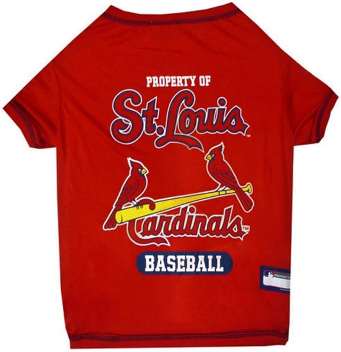 MLB Saint Louis Cardinals Dog T-Shirt, Small. - Licensed Shirt for Pets Team Colored with Team Logos. - Premium Stretchable Materials for The Comfort of Your Dog & cat.