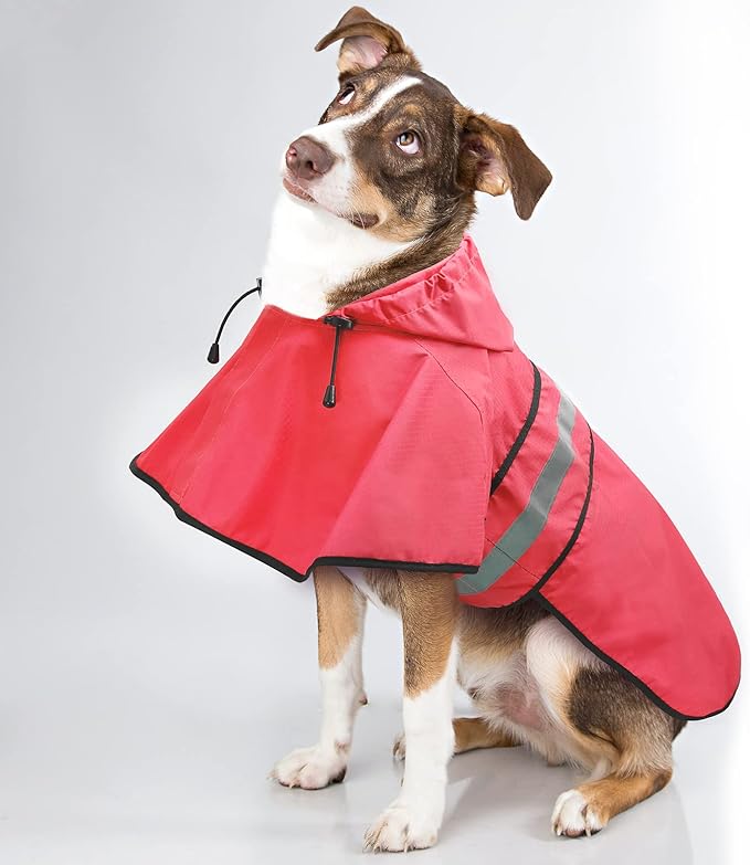 Candofly Dog Raincoat Hooded Poncho - Adjustable Waterproof Dog Rain Jacket Lightweight Reflective Dog Rain Coat Pet Slicker for Small Medium Large Dogs (Small, Bright Red)