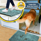 Muddy Mat® Shown on TV–Super Absorbent Microfiber Dog Door Mat for Muddy Paws, Non-Slip Washable Pet Rug, Quick Dry Chenille Entryway Carpet, Machine Washable Indoor Outdoor mat–Seafoam Green 59"x35"