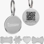 Dog Tags Personalized for Pets,Dog Name Tags QR Code,No Subscription Fees,Modifiable Pet Online Profile,Stainless Steel,No App Required,for Dogs and Cats Small,Medium,Large(Round,Small)
