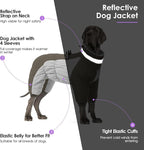 SUNFURA Full Body Dog Coat - Warm Fleece Jacket for Large Dogs, Turtleneck Winter Coats with Harness, Reflective Dog Snowsuit Windproof Puffer Jackets with Legs for Weimaraner, Army Green XL