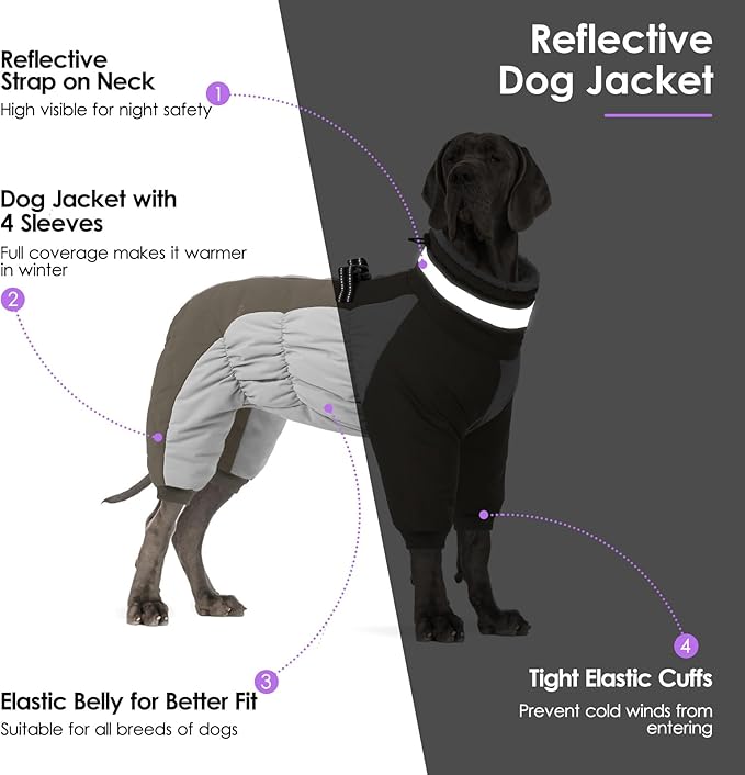 SUNFURA Full Body Dog Coat - Warm Fleece Jacket for Small Dogs, Turtleneck Winter Coats with Harness, Reflective Dog Snowsuit Windproof Puffer Jackets with Legs for Chihuahua, Yorkie, Army Green XS